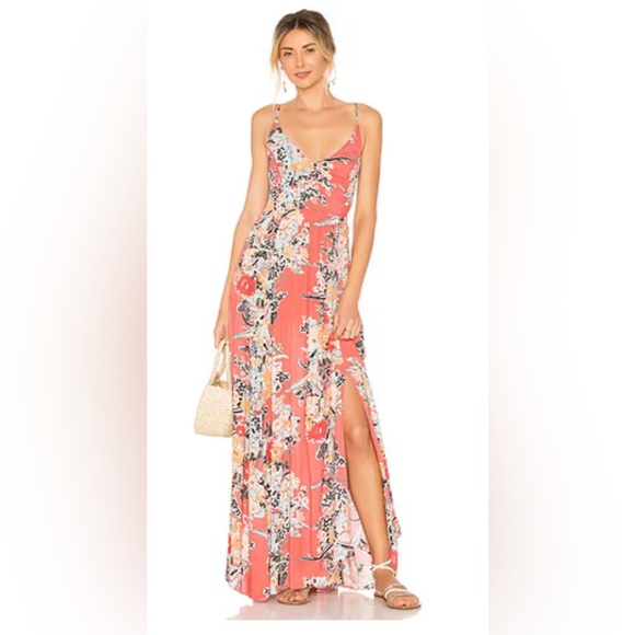 Free People Dresses & Skirts - Free People Intimately Through The Vine Printed Maxi Dress Red Pink Combo Sz S